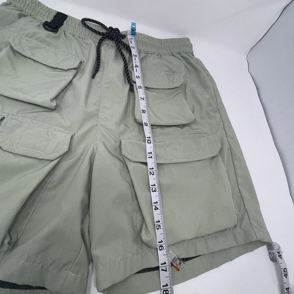 Pacsun Multi Cargo Shorts Mens Green Cotton‎ Nylon Outdoor Hiking Running Small - Picture 7 of 14